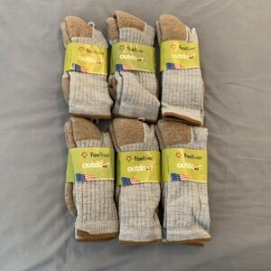 Fox River Socks Lot Of 6 Mens Medium Gray Merino Wool Outdoor Mid Calf Irregular